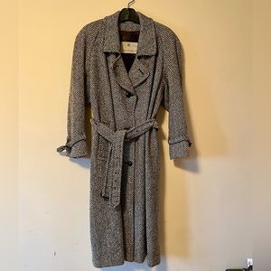 vintage 80s chevron fill length wool jacket